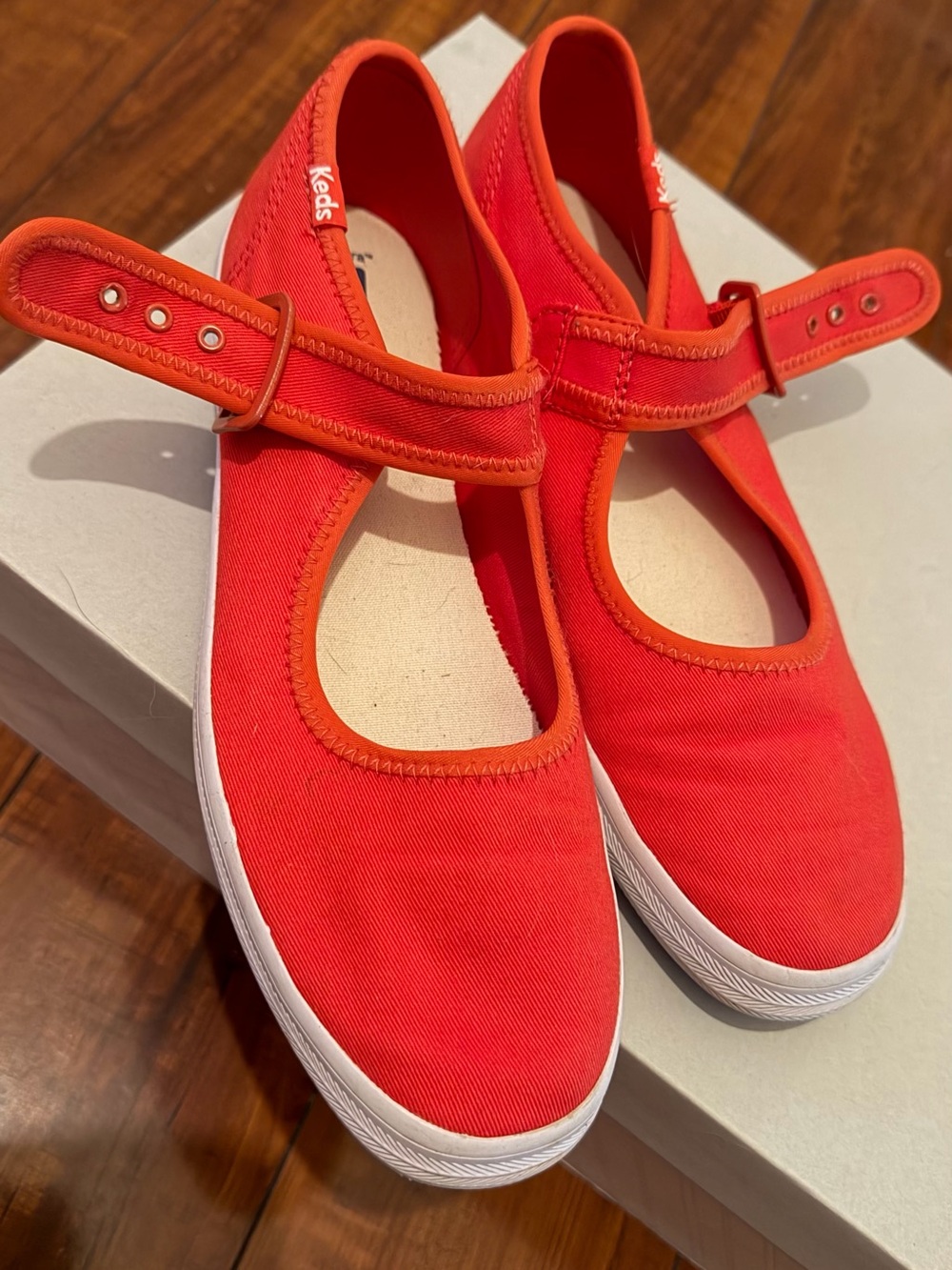 Keds Red Mary Jane Sneakers with Strap